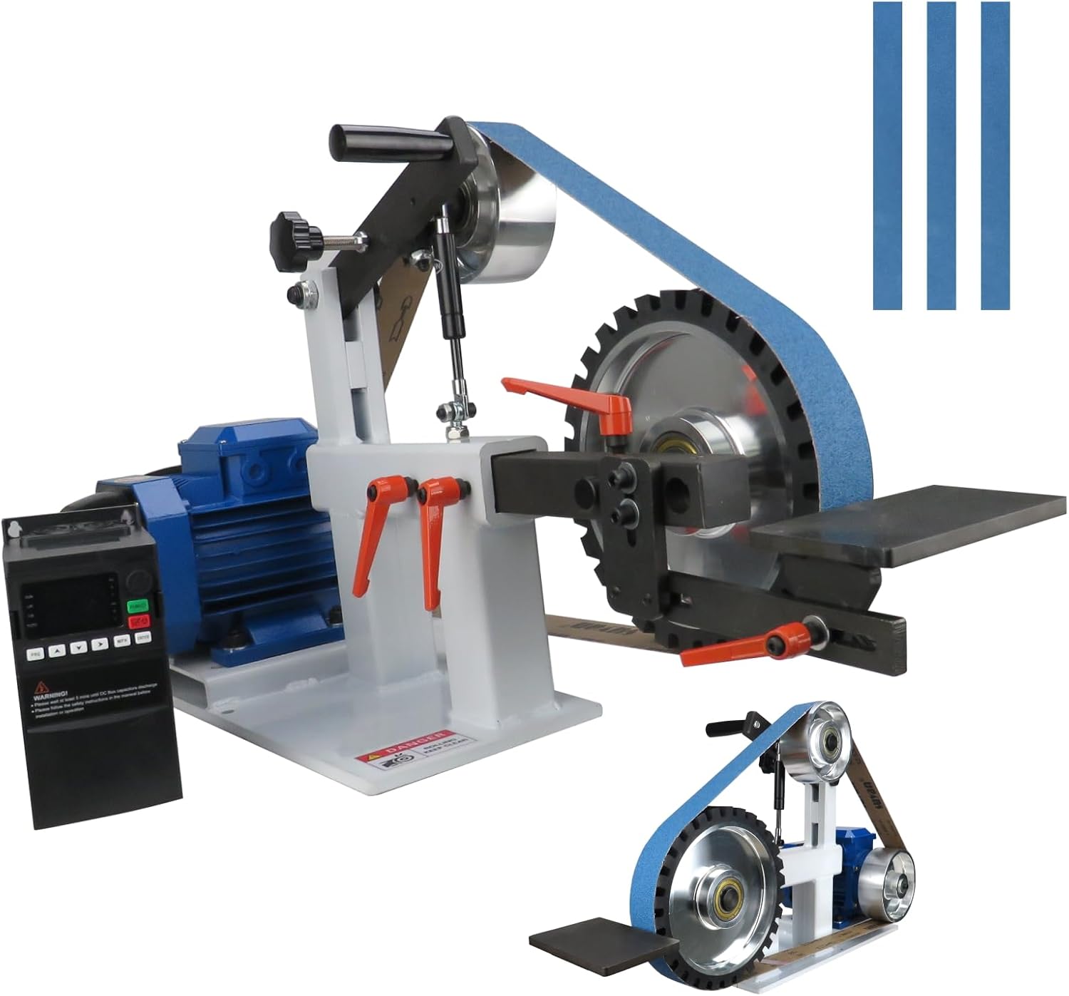 Belt Grinder Sander, 1500W 2HP Polishing Grinding Machine, 72x2 Inch Belts,Variable Speed Belt Polisher with VFD, 3 Grit Options, Arc/Circular/Flat Grinding, Industrial Metal Working Machine