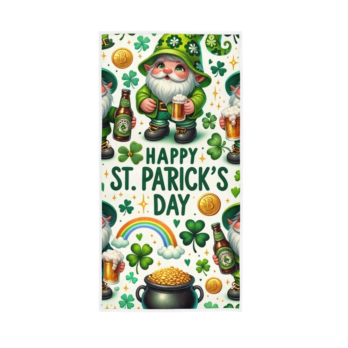 HUYGD St. Patrick's Day Gnomes Hand Towels and Washcloths for Bathroom, Hand Towel for Bathroom, Travel, Camp, Hotel, Spa 15 x 30 Inches