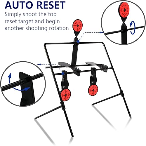 Miniatura 3 de Highwild Objetivo de acero de reinicio automático de pistola de aire, clasificado para calibre .177 .20