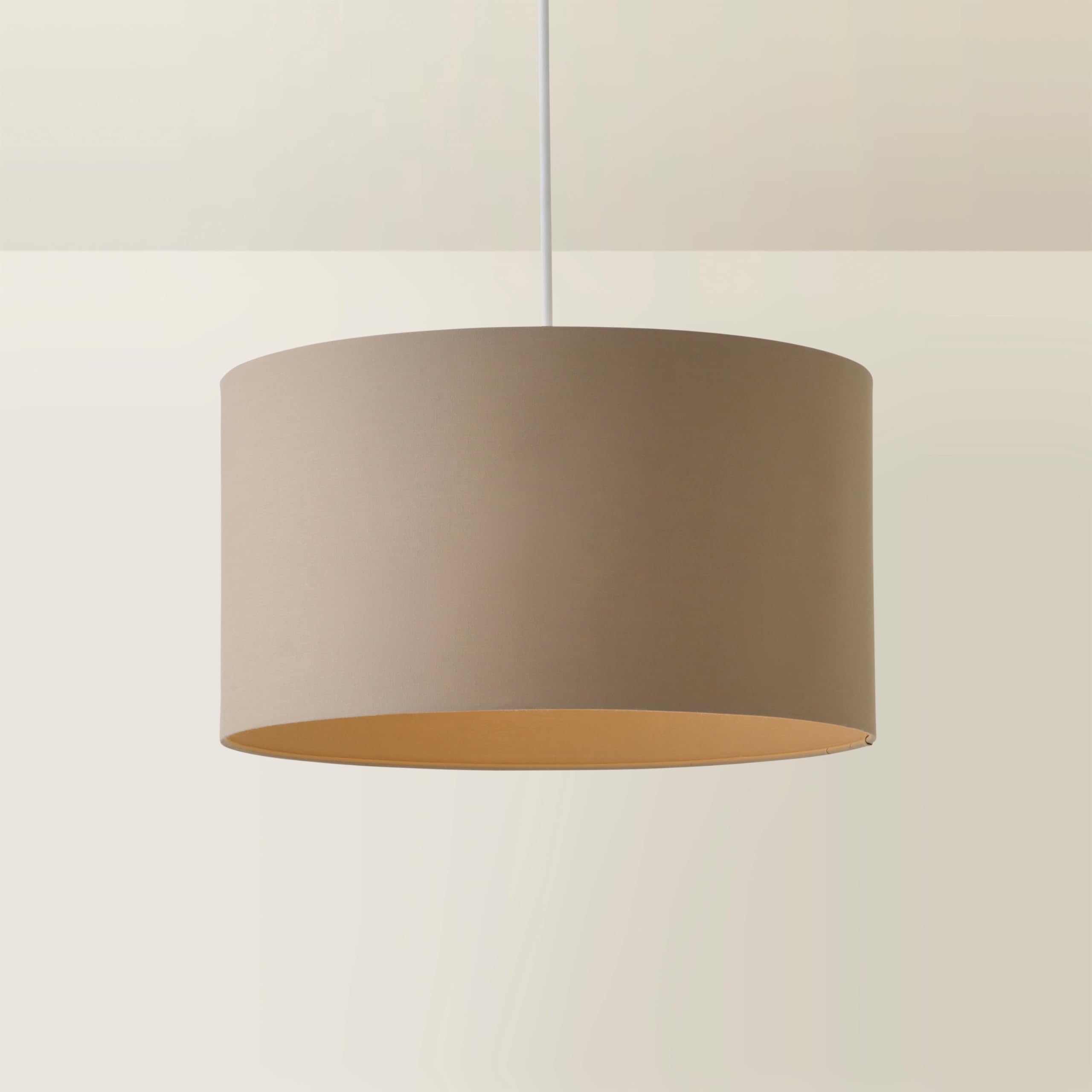 Valuelights Unisex Beige Reni Taupe Fabric Easy Fit Drum Ceiling Lamp Shade With Bulb In Large