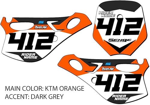 Miniatura 6 de 2019-2023 SX 65 SG63 Custom MX Number Plates Senge Graphics Kit compatible con KTM