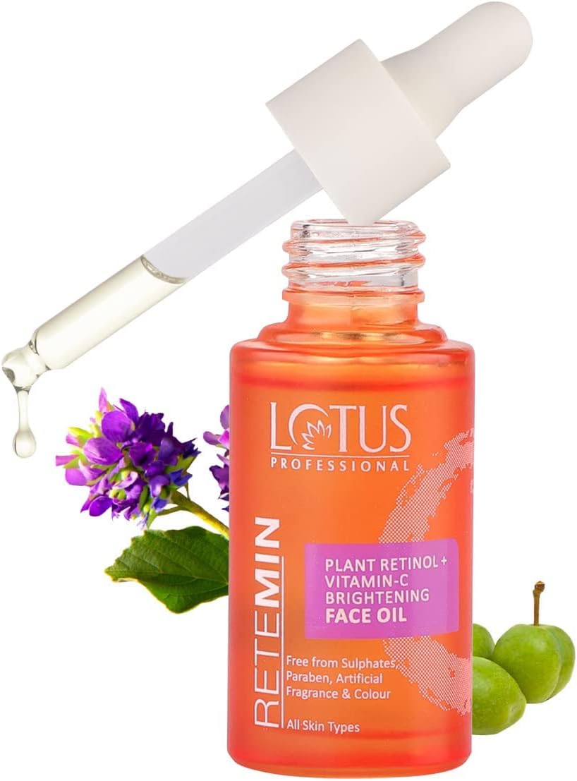 Lotus Retemin Plant Retinol + Vitamin C Brightening Facial Oil | Whitening And Anti-Ageing |Nourishing| Plump Skin|Fine Lines|Paraben Free | 28 Ml