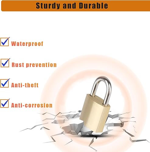Miniatura 2 de Fuaxat Paquete de 6 cerraduras pequeñas con las mismas llaves, mini cerraduras de equipaje de latón macizo de 0.98 pulgadas (0.984 in), candados