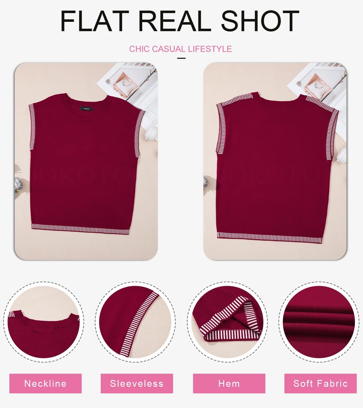 Dokotoo Womens Summer Cap Sleeve Tops 2025 Crewneck Sweater Vest Casual Knit Lightweight Sweater Pullover Trendy Tank Shirts - Image 4