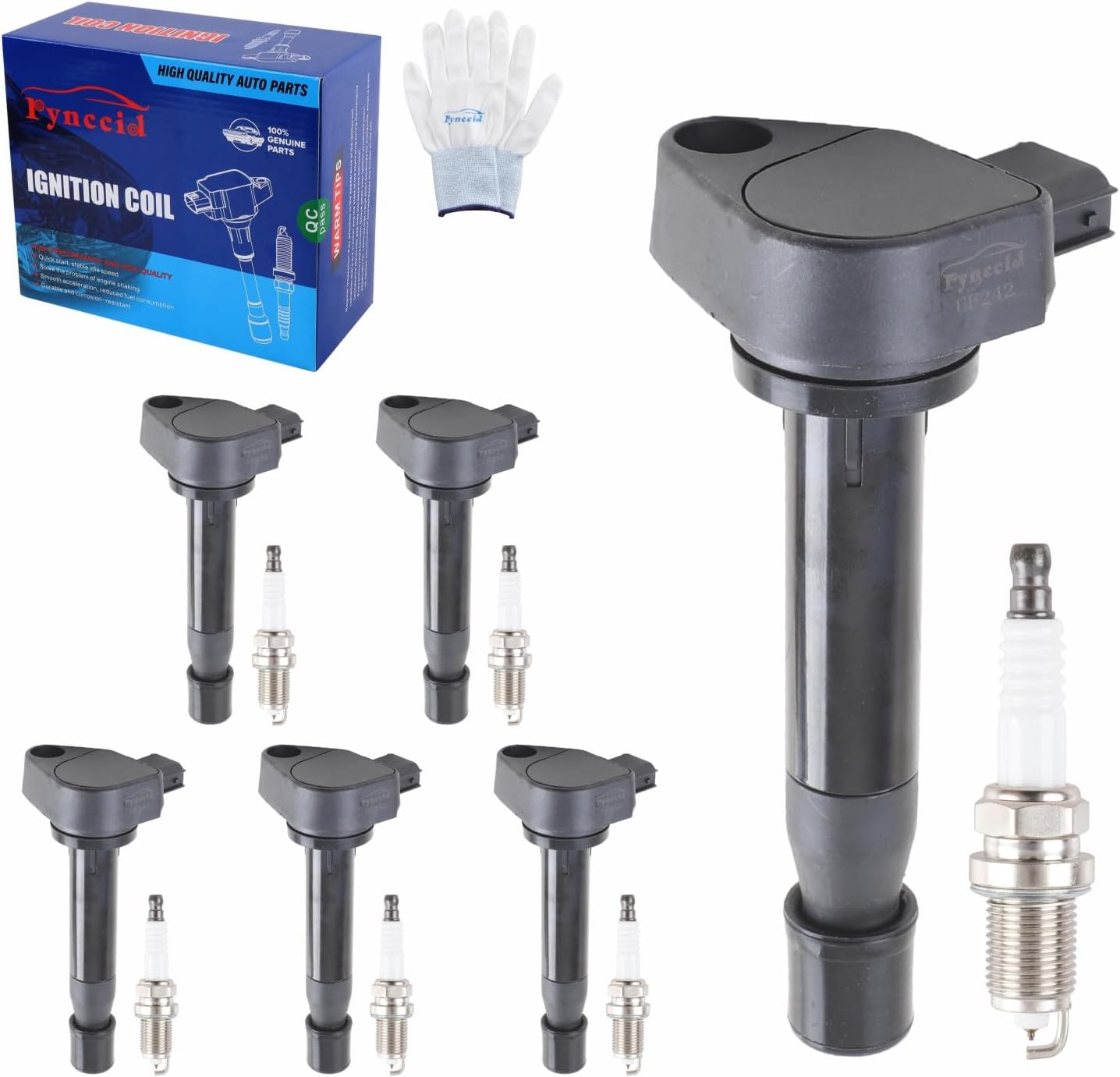 UF242 High-Performance Ignition Coils & Iridium Spark Plugs Set of 6 for 1999-2010 Honda Odyssey/2000-2003 Accord & Acura TL/RL/CL 3.2L 3.5L V6 - Replaces 30520-P8E-A01