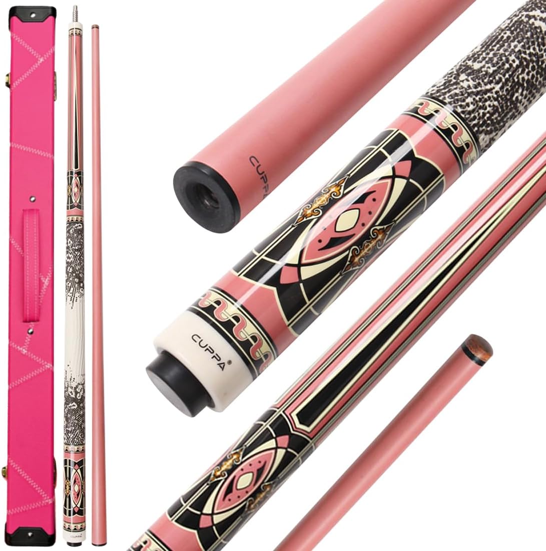 Cuppa Carbon Fiber Pool Cue Stick 12.5mm Tip Low Deflection Pool Stick，58inches Canadian Maple Billiard Cue Sticks Professional Pool Stick Gifts for Women and Ladies