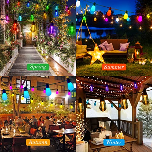 Holilluma Smart Outdoor String Lights, 43Ft Rgbw Color Changing Patio Lights With 30 Dimmable Led Bulbs, Diy Scene Music Sync App/Remote Control Ip65 Waterproof, Perfect For Outside Party Garden Decor #TOP1