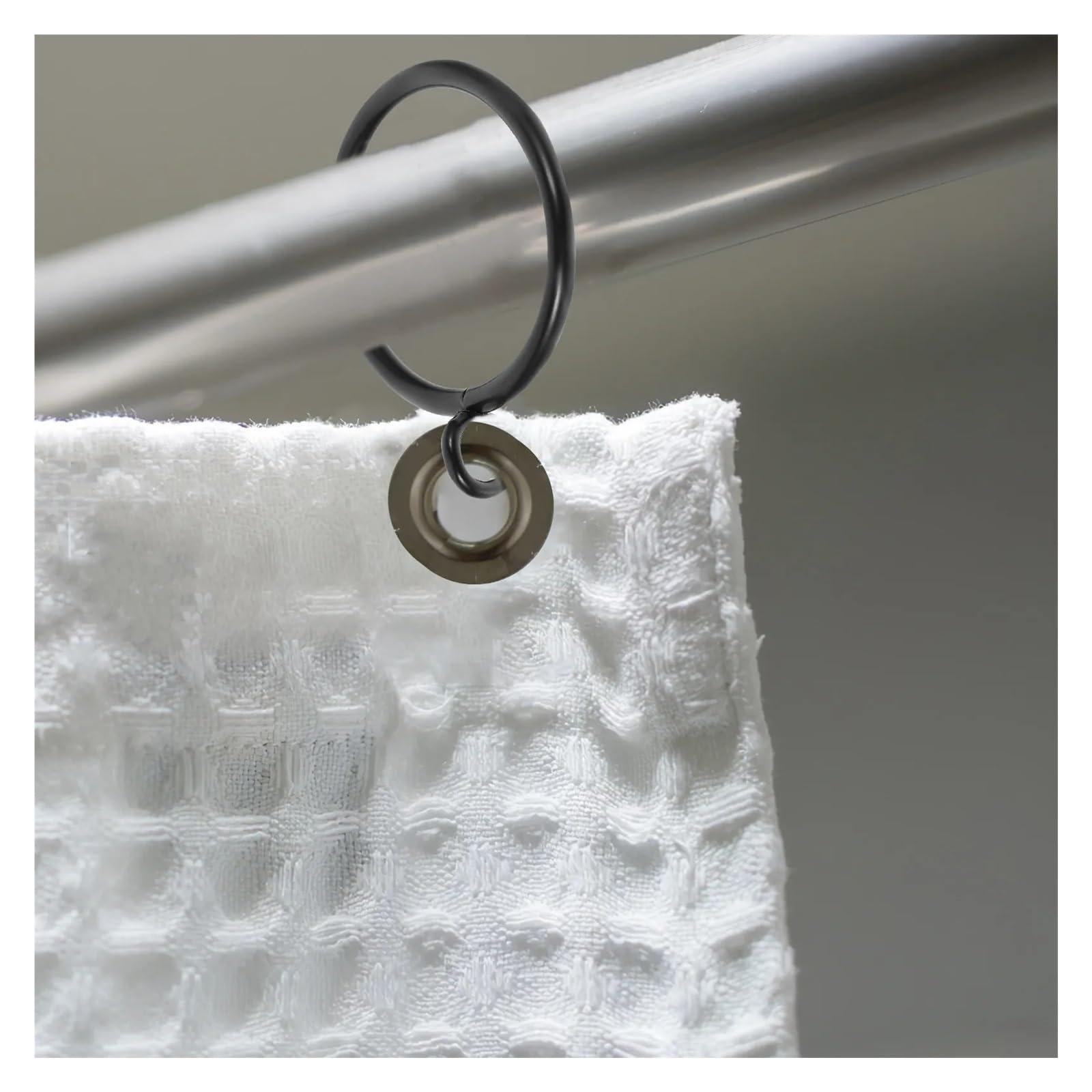 Vorhangösen 40 Stück Schwarze Eisen-Vorhangringe mit Ösen for 25-mm-Stangen, minimalistische Gardinen-Hängeringe, Metall-Vorhangzubehör