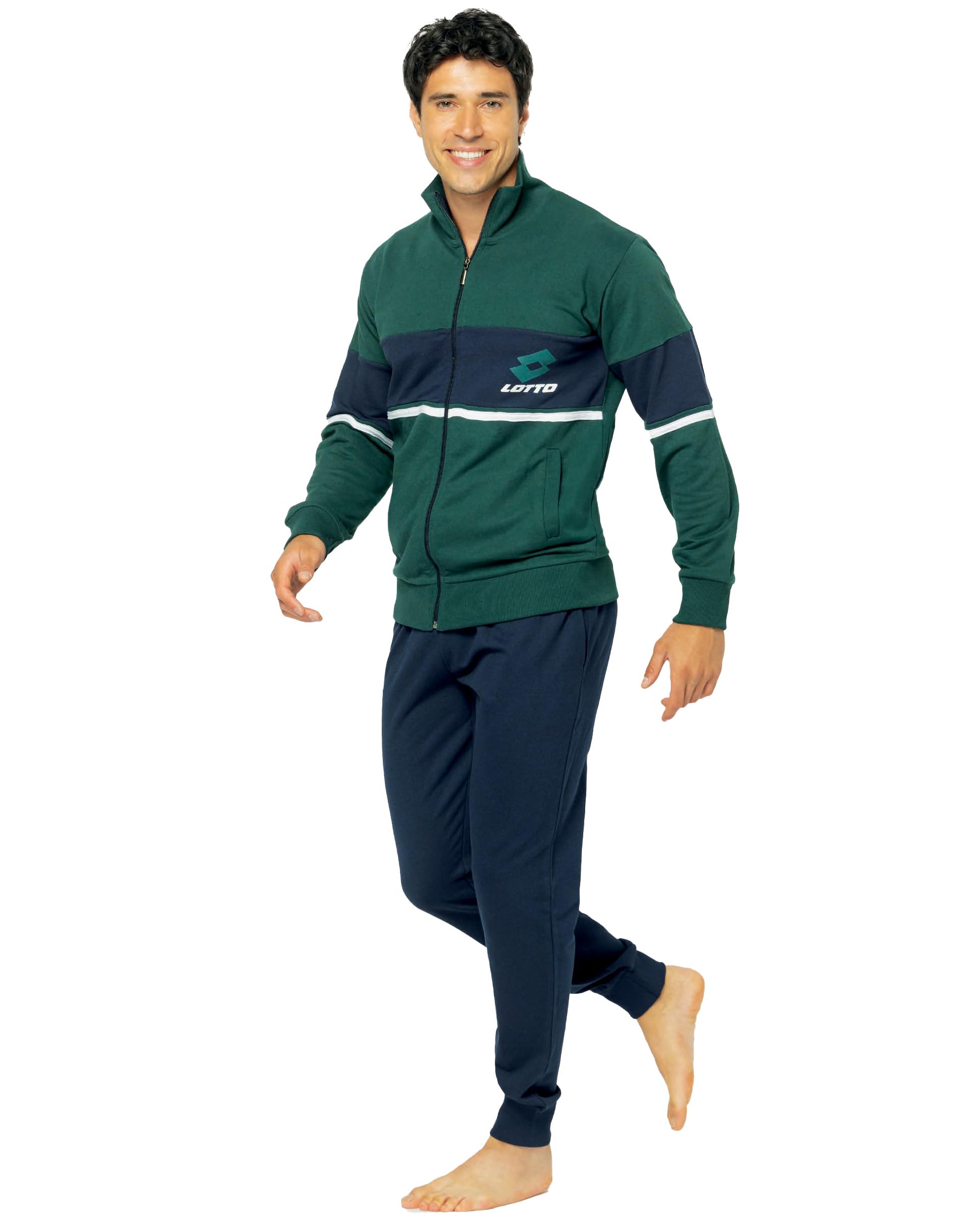 Tuta Sportiva Uomo in Cotone Garzato Pimavera Estate Leggera S M L XL XXL 3XL 4XL 5XL (IT, Testo, L, Regular, Regular, Verde 171)