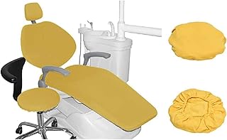 LIANHUI Unidad Dental Tela Silla De Tela Cubierta Protectora A Prueba De Agua Elástica Poliuretano Fibra Reposacabezas Protección De Respaldo Equipo Dental 4 Partes/Conjunto (Color : Amarillo)