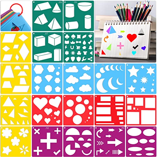 Qpout 20 Piezas Plantilla Figuras Geométricas, Plantillas Formas...