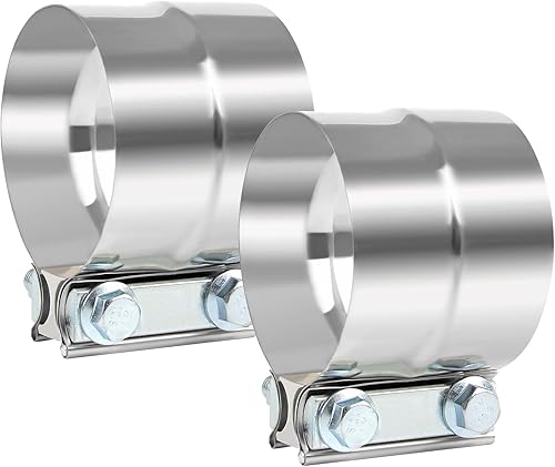 Miniatura 4 de DOCAS Abrazadera de escape de 3.5 pulgadas, abrazadera de banda de junta de regazo de acero inoxidable, 2 unidades