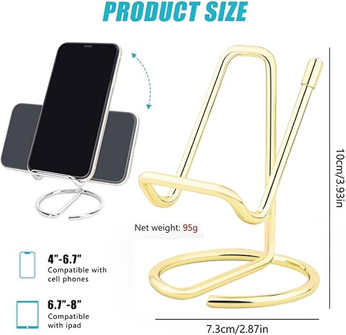 Miniatura 2 de ROSYQUARZ Soporte de teléfono celular para escritorio, soporte de metal pequeño para teléfono celular, bonito soporte dorado para teléfono celular,