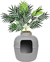 Vista 18 de Good Pet Stuff Caja de arena oculta para gatos con planta artificial, maceta cuadrada decorativa para patio, control de olores con filtro de carbón