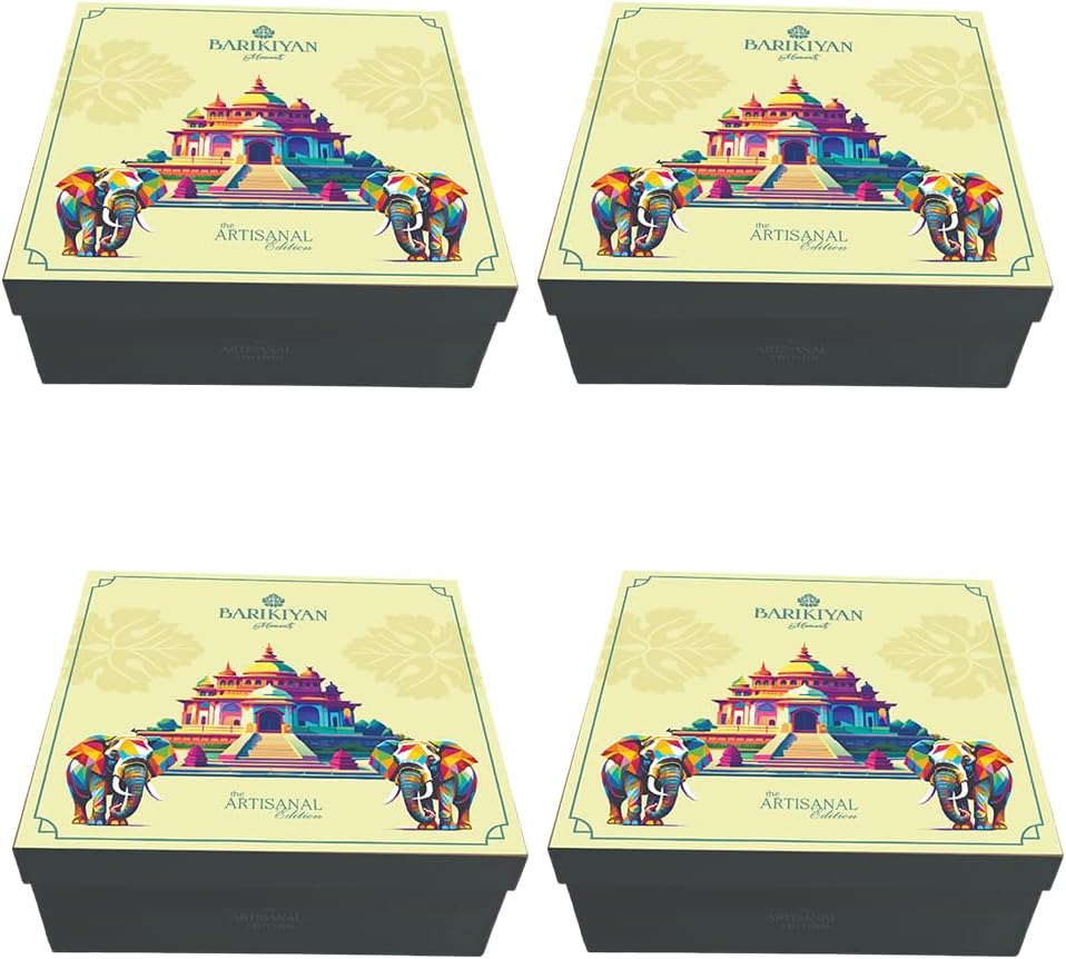 MAX JAAR x BARIKIYAN - The Royal Echoes Premium Gift Box for Return Gifts, Personal & Corporate Gifting, Invitations | Designer Keepsake for storing home/office items - Large (Pack of 4)