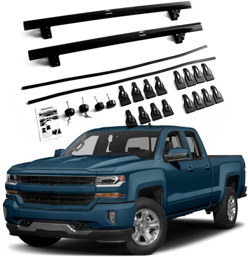 Locked Roof Rack Cross Bars Fits for Chevrolet Silverado 2014-2019 Without roof Side Rails Adjustable Aluminum Roof Rails Crossbars Luggage Cargo Carrier
