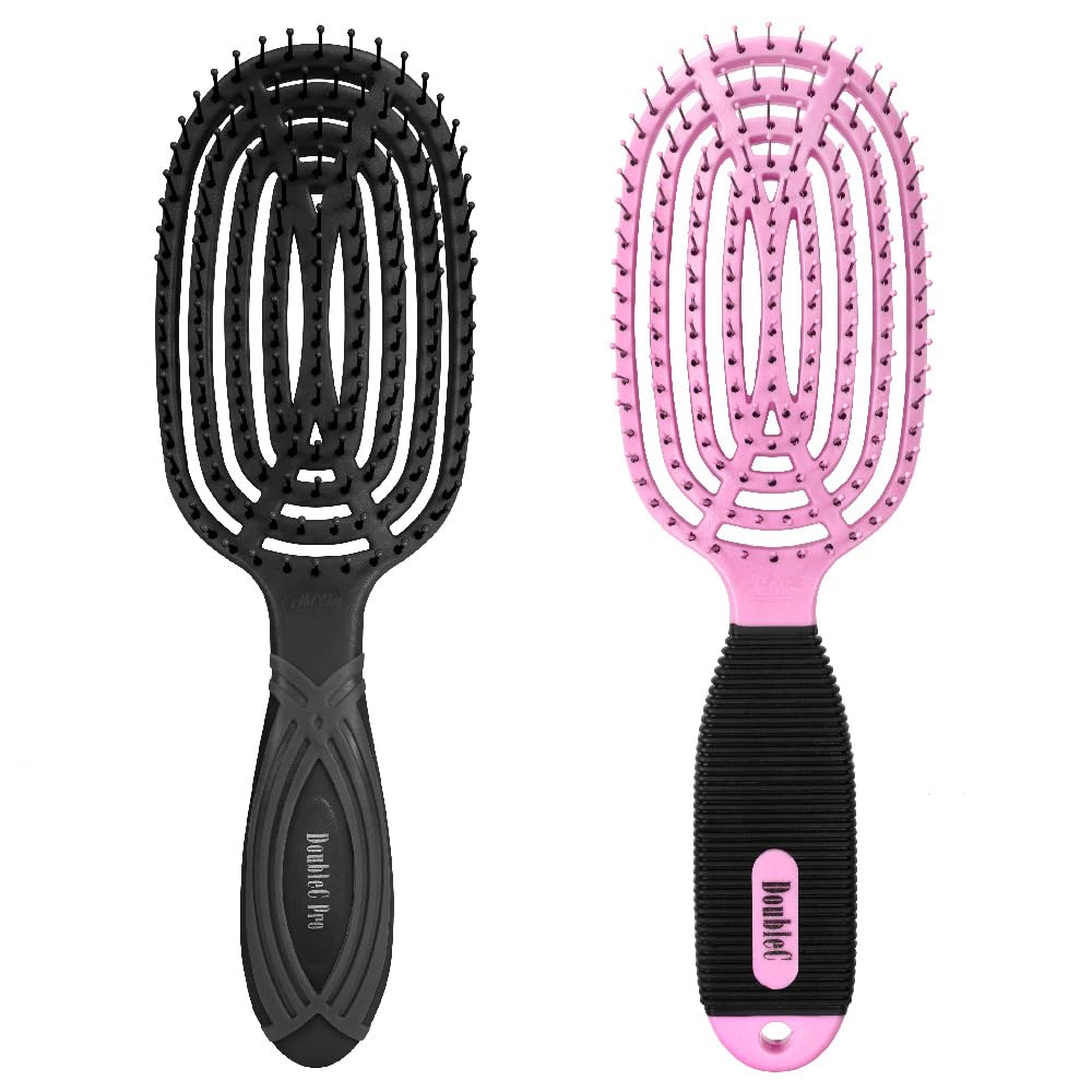NuWay DoubleC + DoubleC Pro Detangling Hair Brush Set – Patented Double Curve Scalp Care Hairbrush Bundle for Gentle Detangling, Blow-Dry Styling & Wet or Dry Hair