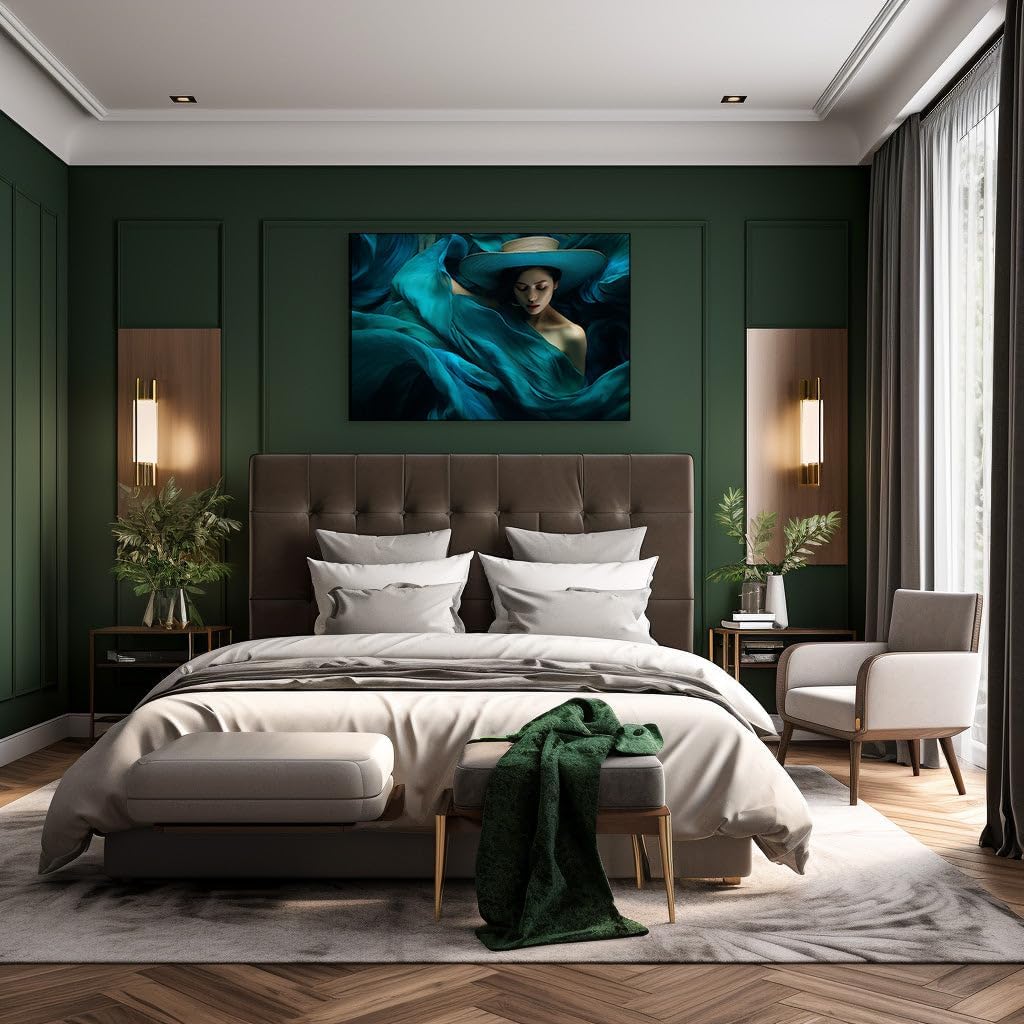 Canvas for Living room. Embracing Serenity in a Dream of Azure Tranquility, 27 x 18 inch Canvas Wall Art - Contemporary Masterpieces - Inspirational Office Decor