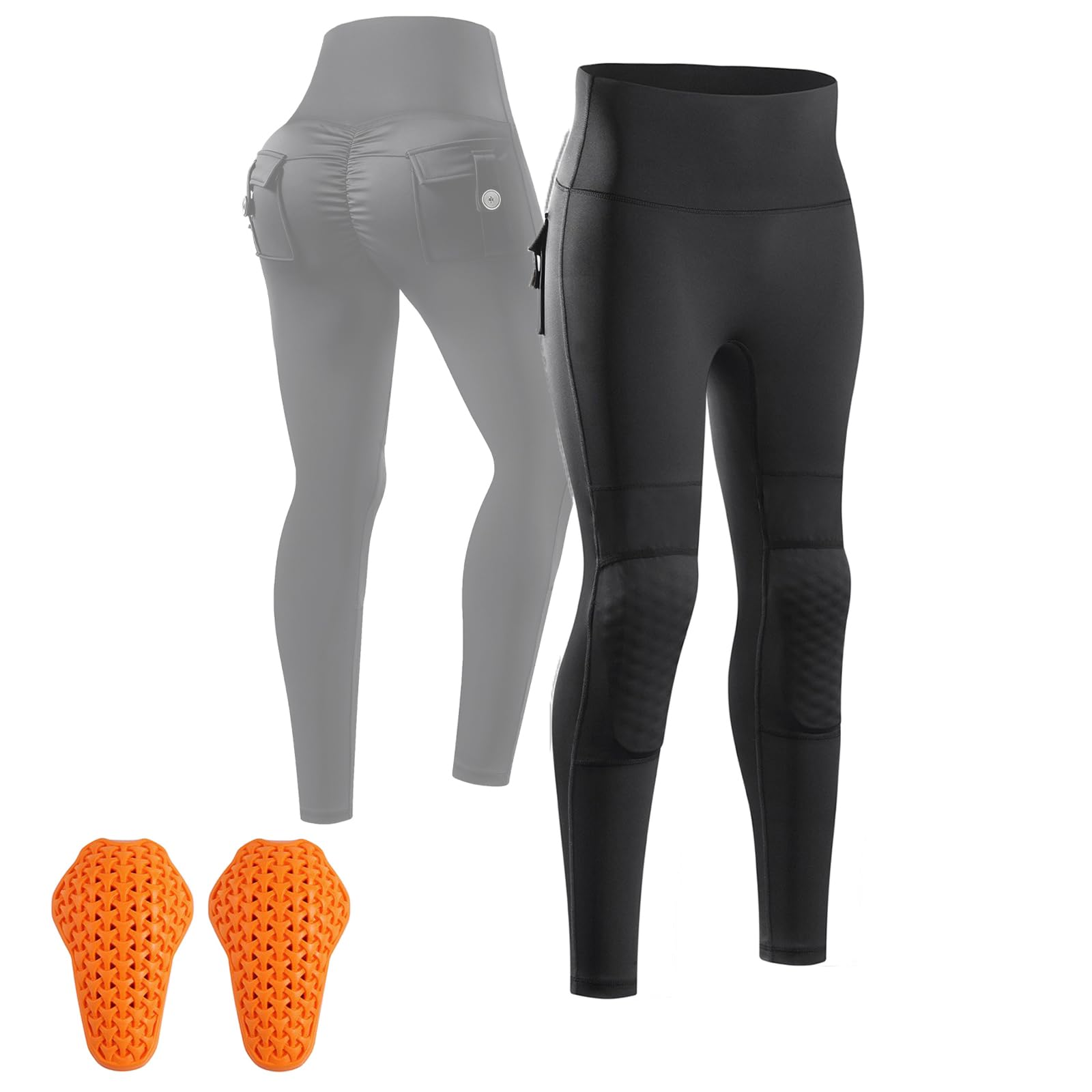 ARMAAN Pantaloni Moto Donna Termici Foderati in Pile Vita Alta vestibilità Slim con Protezioni Ginocchia Rimovibili CE Tasche Posteriori per Viaggi in Moto con Freddo