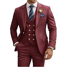 Mens Suits 3 Piece Slim Fit Suit for Men Wedding Double Breasted Suit Prom Formal Business Tuxedo Dinner Party