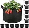 12 Pack 10 Gallon Vegetable Grow Bags, Gardening Plant Growing Bags, Breathable Non-woven Fabric Plant Pots with Handles, Heavy Duty Aeration Fabric Pots for Vegetable Flower Fruits Indoor & Outdoor