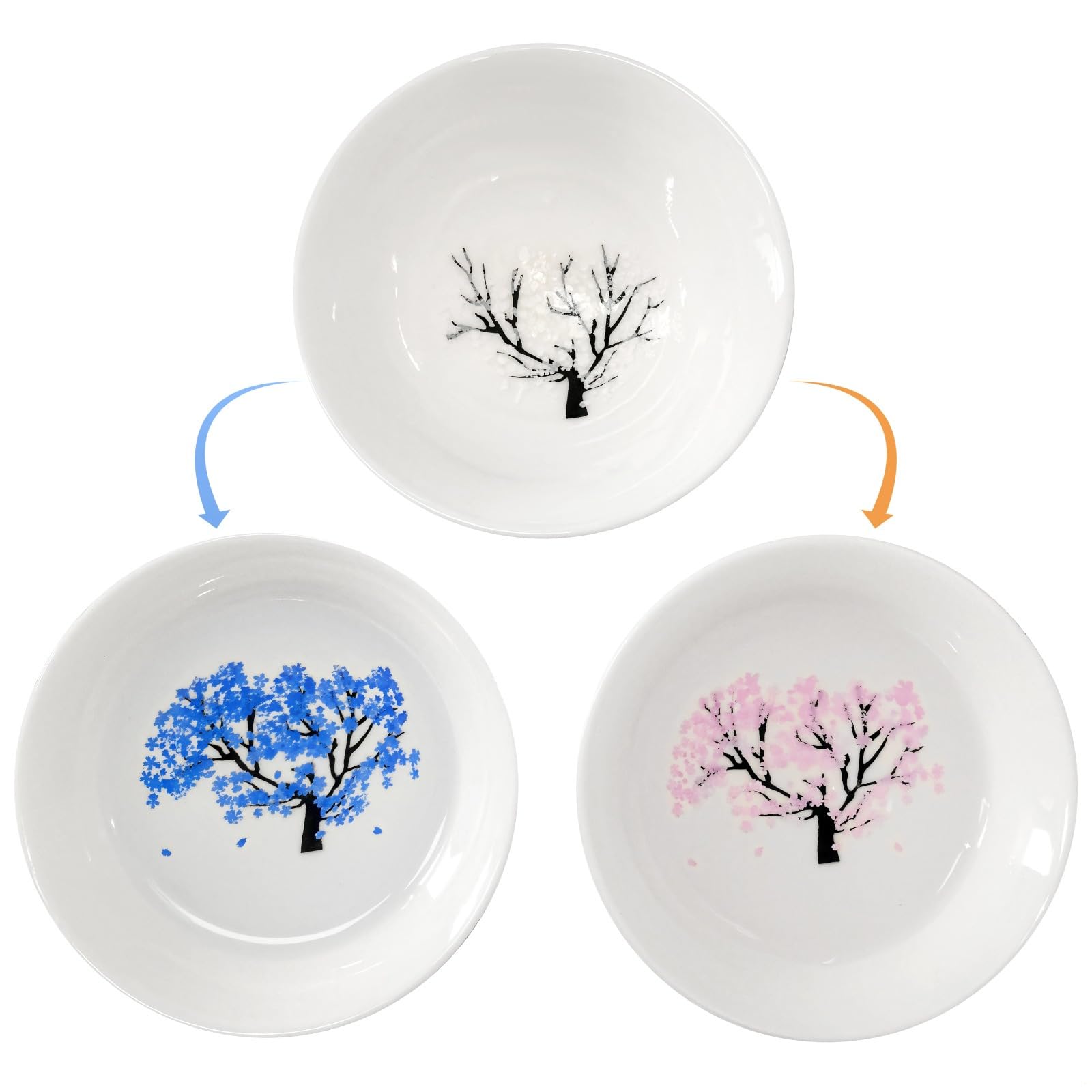 Thermochromic Cherry Blossom Sake and Tea Cup, Ceramic Drinkware for Hot and Cold Beverages