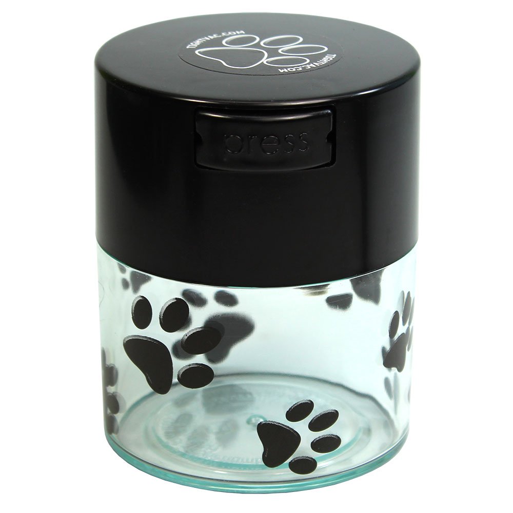 Tightpac America Pawvac 3 Ounce Vacuum Sealed Pet Food Storage Container; Black Cap & Clear Body/Black Paws, tv2