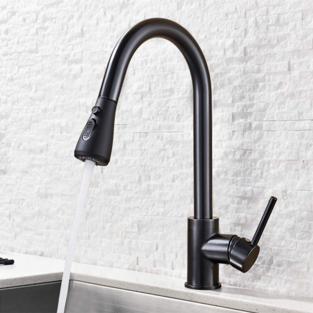 YHSGY Kitchen Sink Taps Black and Brushed Nickel Kitchen Sink Faucet Spray Stream Spout Switch Pull Down Kitchen Mixers Deck Mounted Hot and Cold Tap