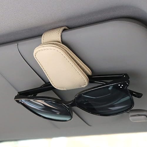Miniatura 2 de Paquete de 2 soportes de cuero para lentes de sol para visera solar de automóvil, clip magnético para colgar anteojos para automóvil, soporte para