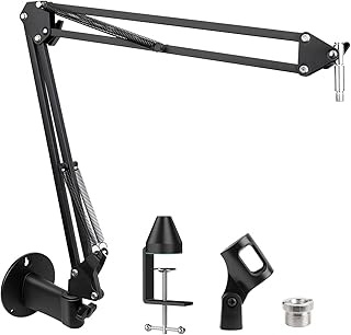 Universal Wall Mount Microphone Arm and Table Boom Arm Mic Stand, Compatible with HyperX QuadCast, Blue Yeti, Blue Snowball and Most of Mic by SUNMON