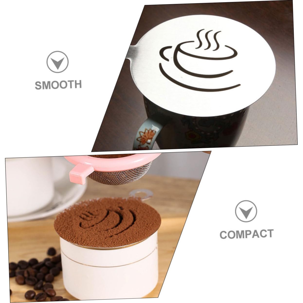 Balacoo 2-pack Coffee Latte Art Stencils Durable Steel Stencils for Diy Coffee Art Fancy for Bar Home Decor