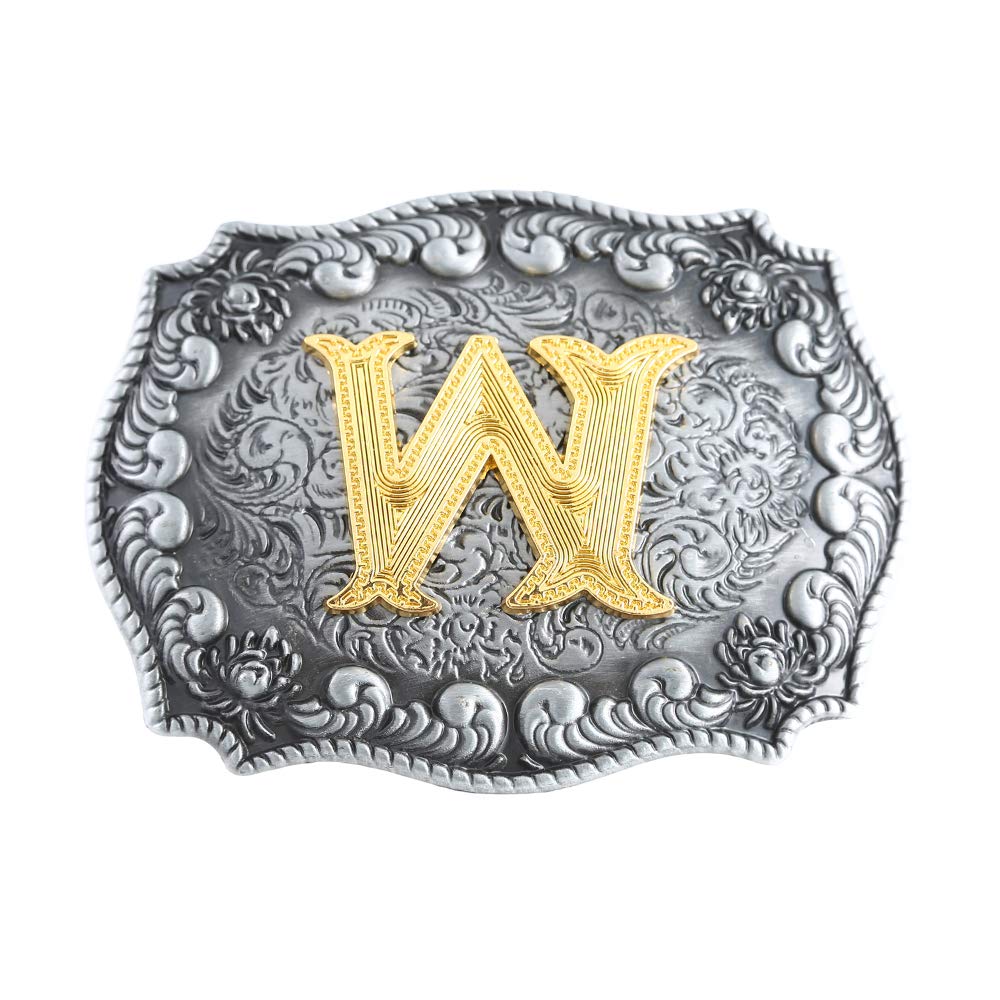 Kdg Unisex W Initial Belt Buckle Estern Cowboy Handmade Metal Belt Buckle Small For Men Omen, Large