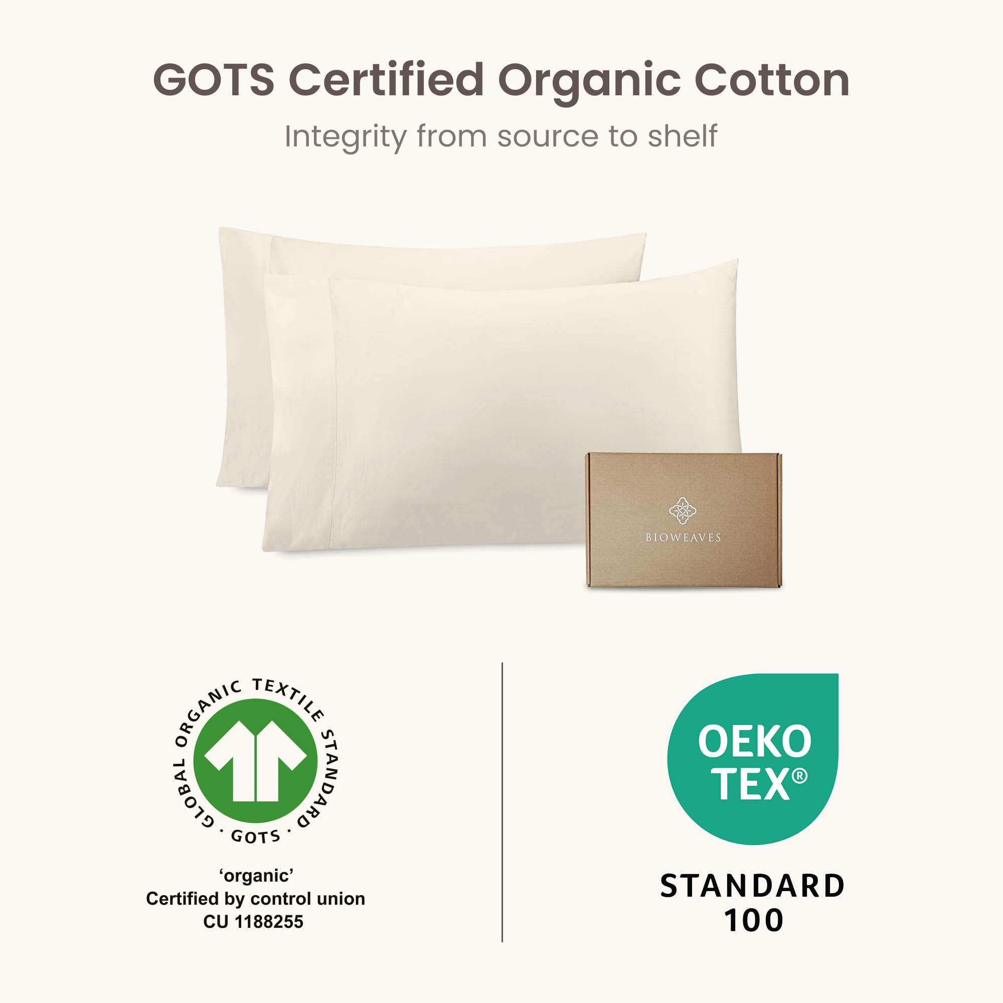 Amazon｜Bioweaves 100%オーガニックコットン キング枕カバー 300