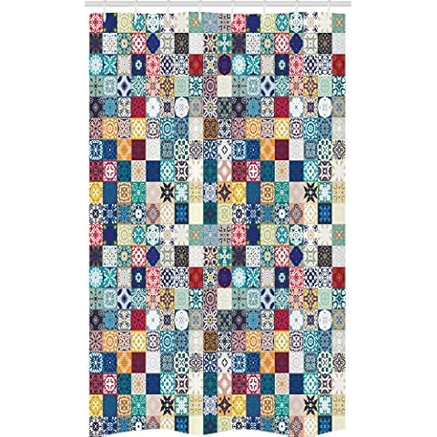 ABAKUHAUS Moroccan Shower Curtain with Hooks Cover