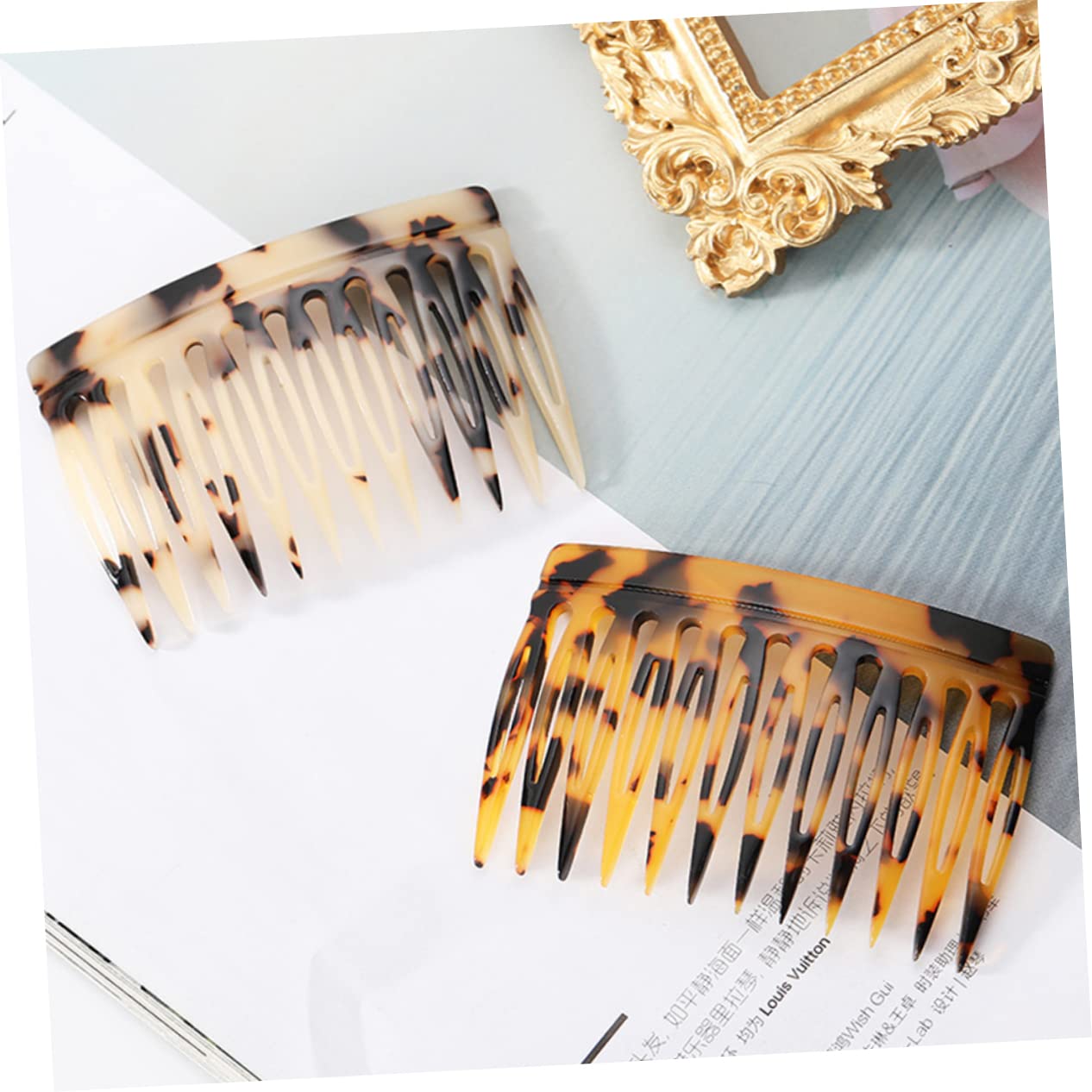 Lot de 2 Peignes Latéraux en Acétate 12 Dents Accessoires pour Cheveux Fixation Solide Coiffure pour Toutes Occasions