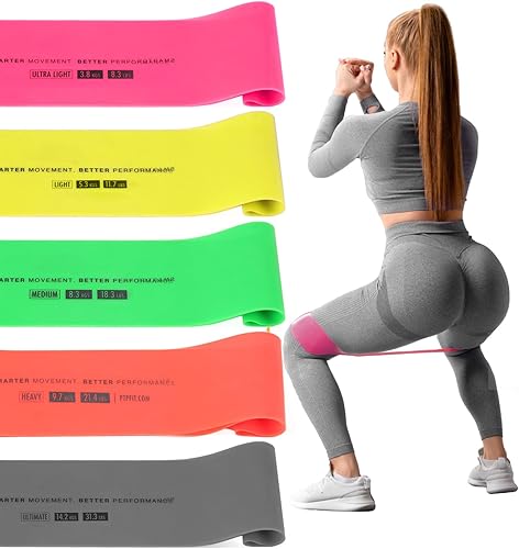 Resistance Bands Set for Men and WomenResistance Loop Exercise Bands- Pack of 5 Different Resistance Levels Elastic Bands for Working Out