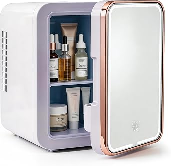 4L Mini Skincare Fridge with LED Mirror Portable Cooler & Warmer