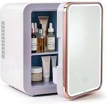 4L Mini Skincare Fridge with LED Mirror Portable Cooler & Warmer