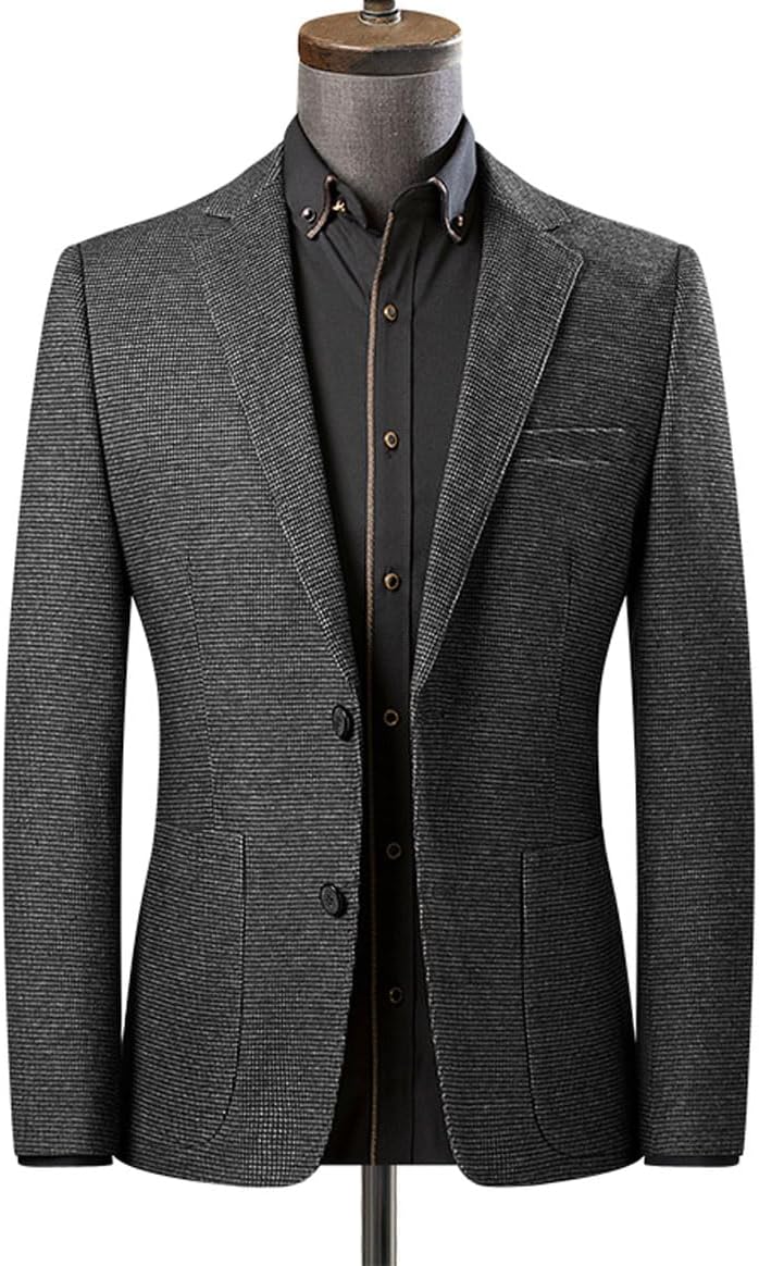 ORBITRAY Men's Houndstooth Graduation Blazer Checkered Sport Coat Business Cocktail Party Wedding Jacket