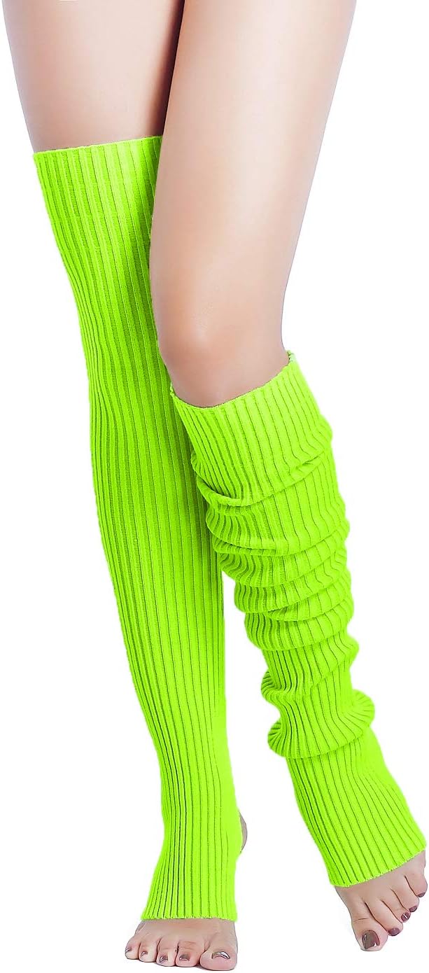 v28 Long Leg Warmer, Women’s Men 80s Party Ribbed Knit Dance Sports - Image 2