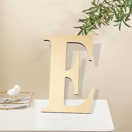 5ARTH Letra E de madera de 6 pulgadas, letras de madera sin terminar en blanco para decoración de paredes, fiesta de cumpleaños, decoración de boda,