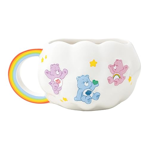 Paladone Glücksbärchis-Tasse in Wolkenform mit Regenbogengriff, offiziell lizenziert, 450 ml, Keramik, für heiße Getränke, Kaffee, Tee, heiße Schokolade, niedlich, Sammlerstück für Retro-Popkulturfans