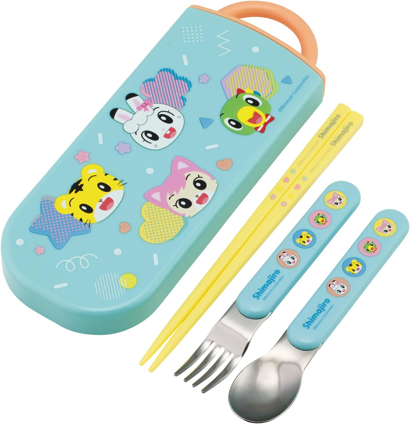 Skater Shimajiro POP TACC2-A Children's Trio Set Chopsticks, Spoon, Fork, 6.5 inches (16.5 cm)