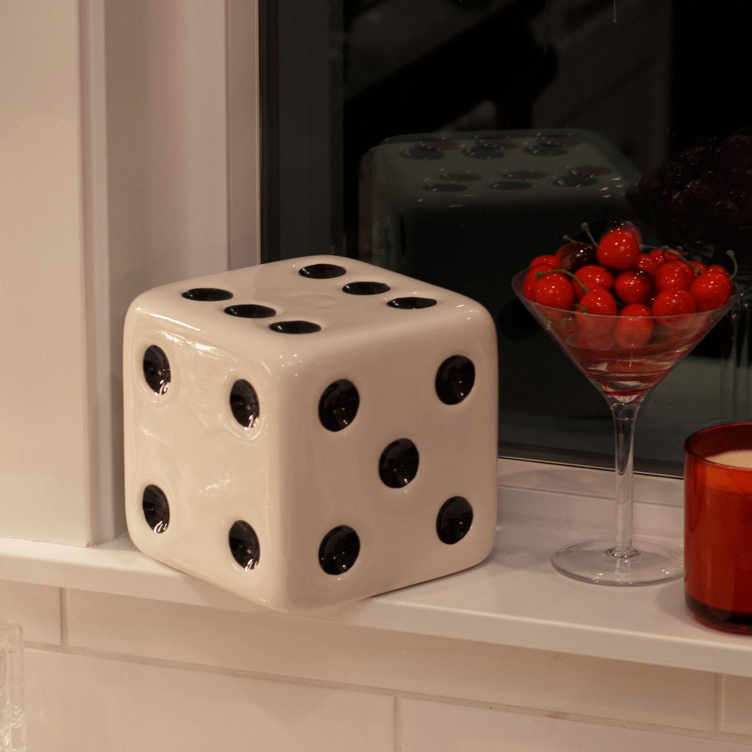 White & Black Dice Decor, Trendy Maximalist with Unique & Funky Style, Retro Home for Desk, Shelf, Table, Bar Cart & Vanity, Cool Room for Casino Night