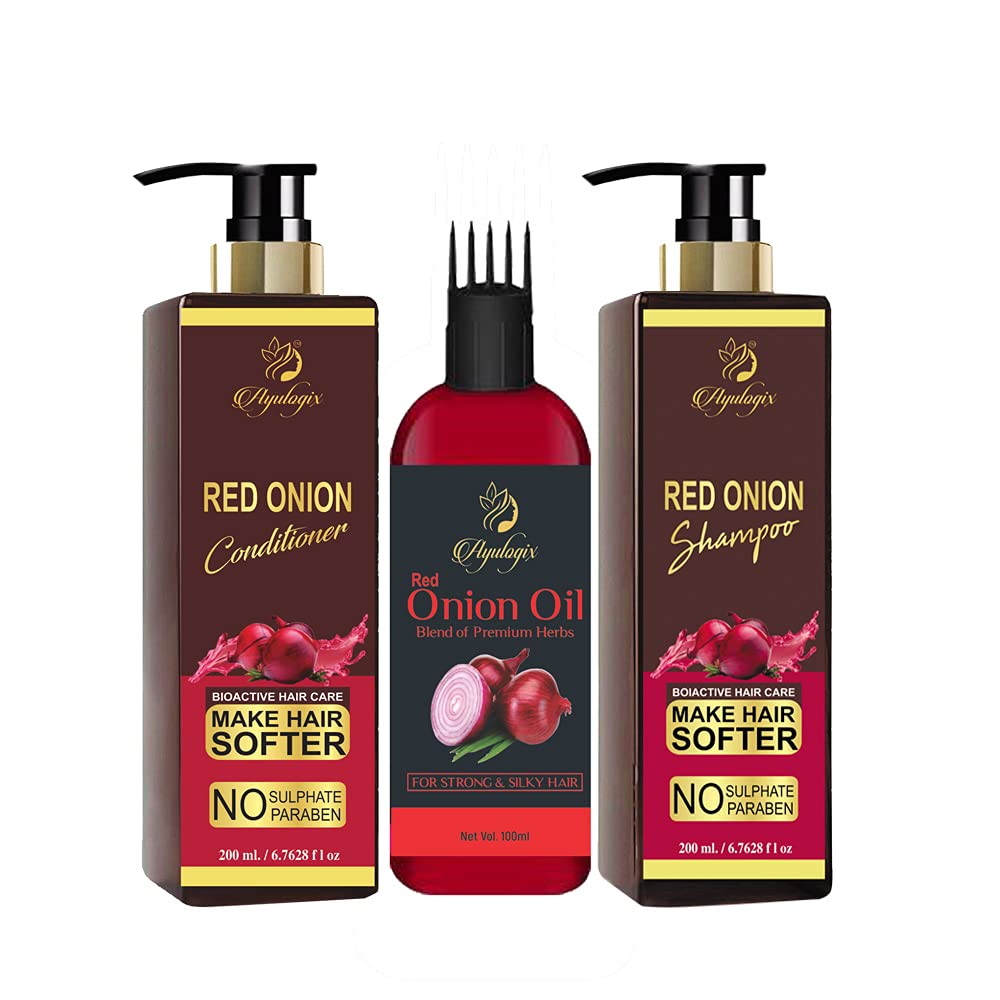 Ayulogix Red Onion Hair care Kit(Hair OIl + Shampoo + Conditioner) (Pack of 3)-image-17