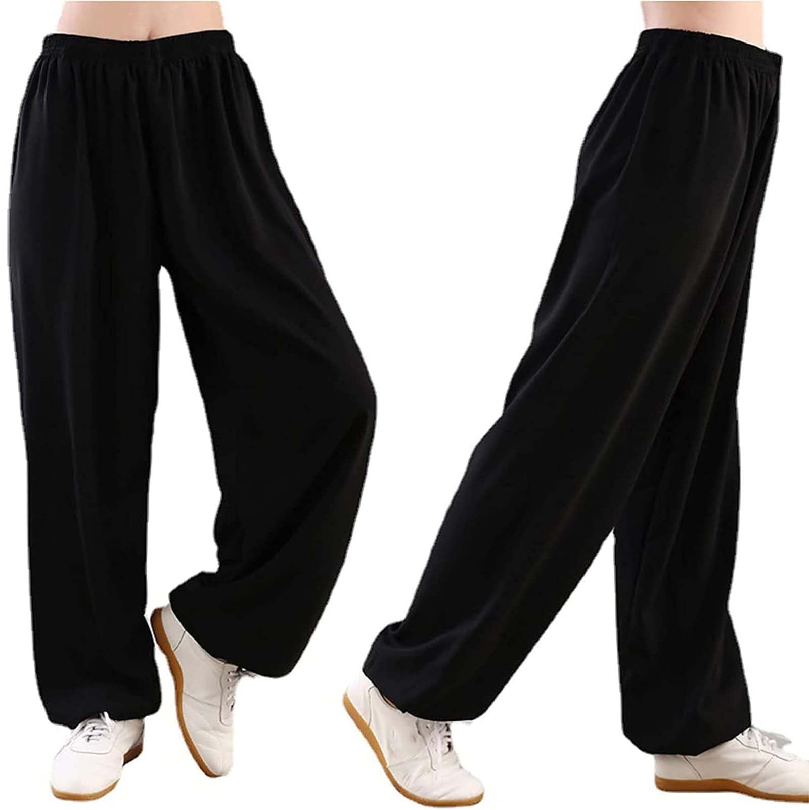 Genérico Pantalones De Tai Chi Cómodo Unisex Pantalones de Tai Chi Pantalones De Entrenamiento De Yoga Marcial Kung Fu De Lino y Algodón Transpirable Suave