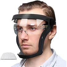 Full Face Shield, Super Protective Face Shield, Anti-Fog Wide View Clear Visor, Breathable Reusable SafetyShield with Adjustable Headband, for Dust Debris Protection, for Construction, Work