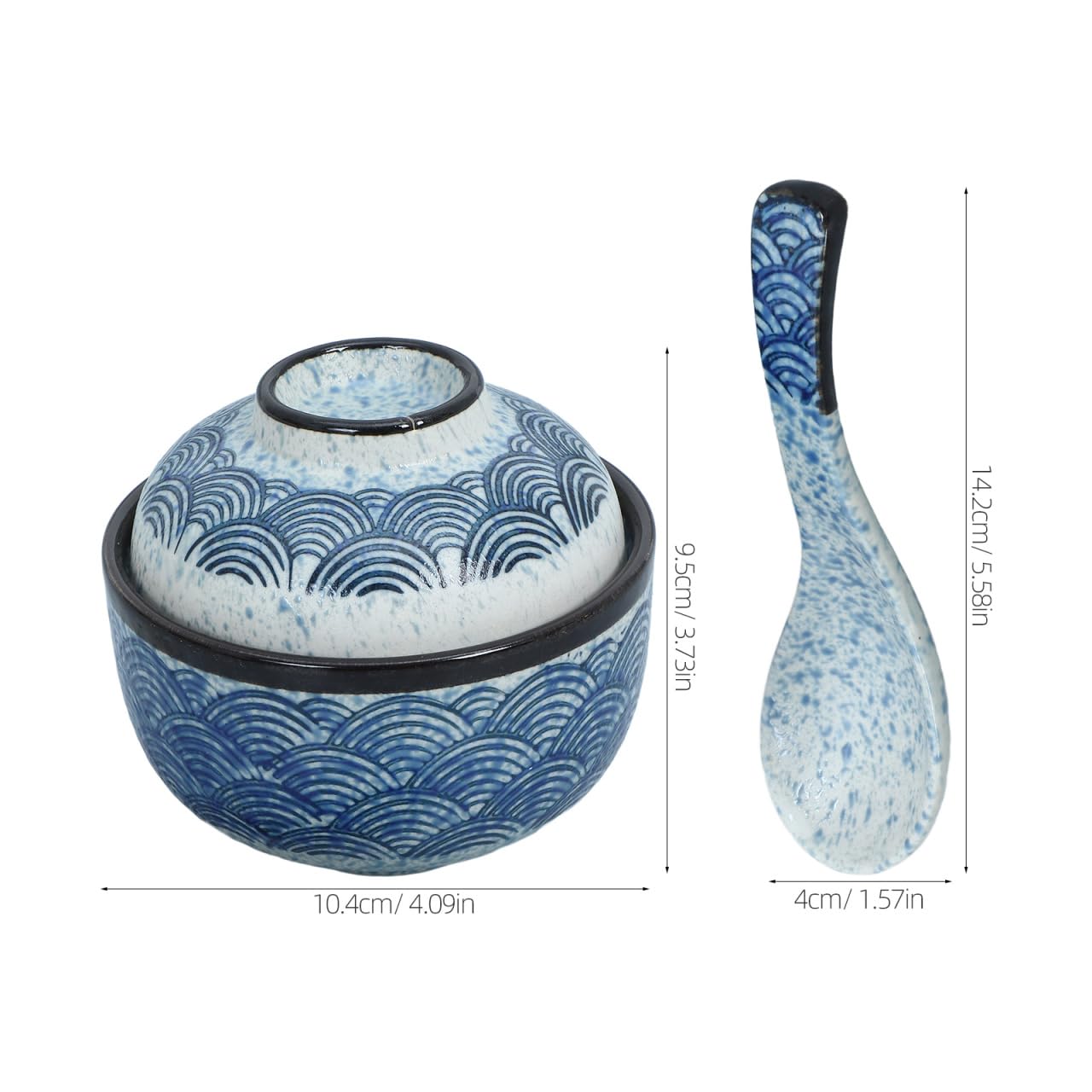 Cabilock Ciotola Per Ramen in Ceramica Coperchio Ciotola Per Noodle Set Di Stoviglie Bacchette E Cucchiaio Per I Pasti