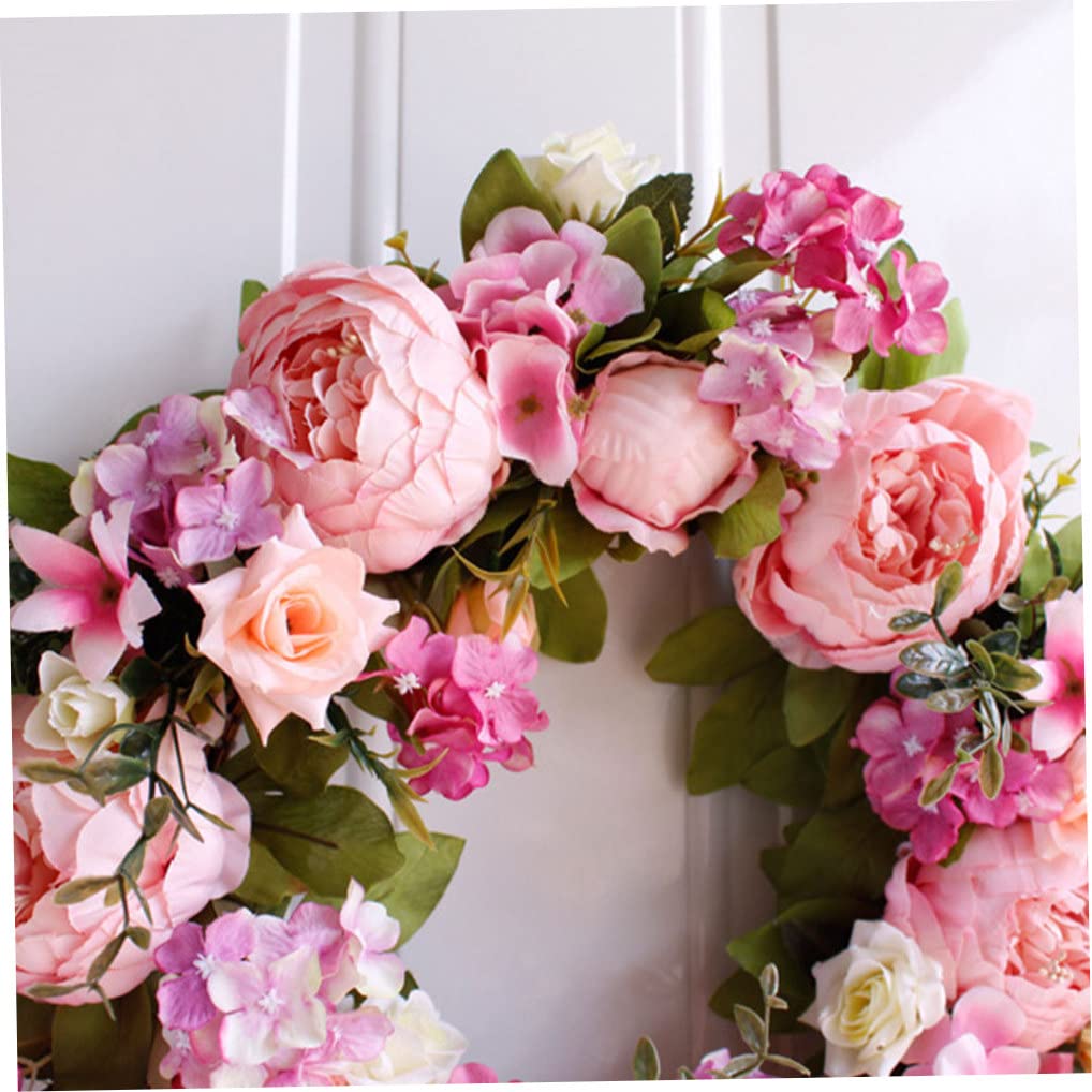 Kranz Türkranz Blumenkranz Künstliche Pfingstrose Seidenkranz Rosa Dekoration für Haustür Büro Zuhause Hochzeit Party