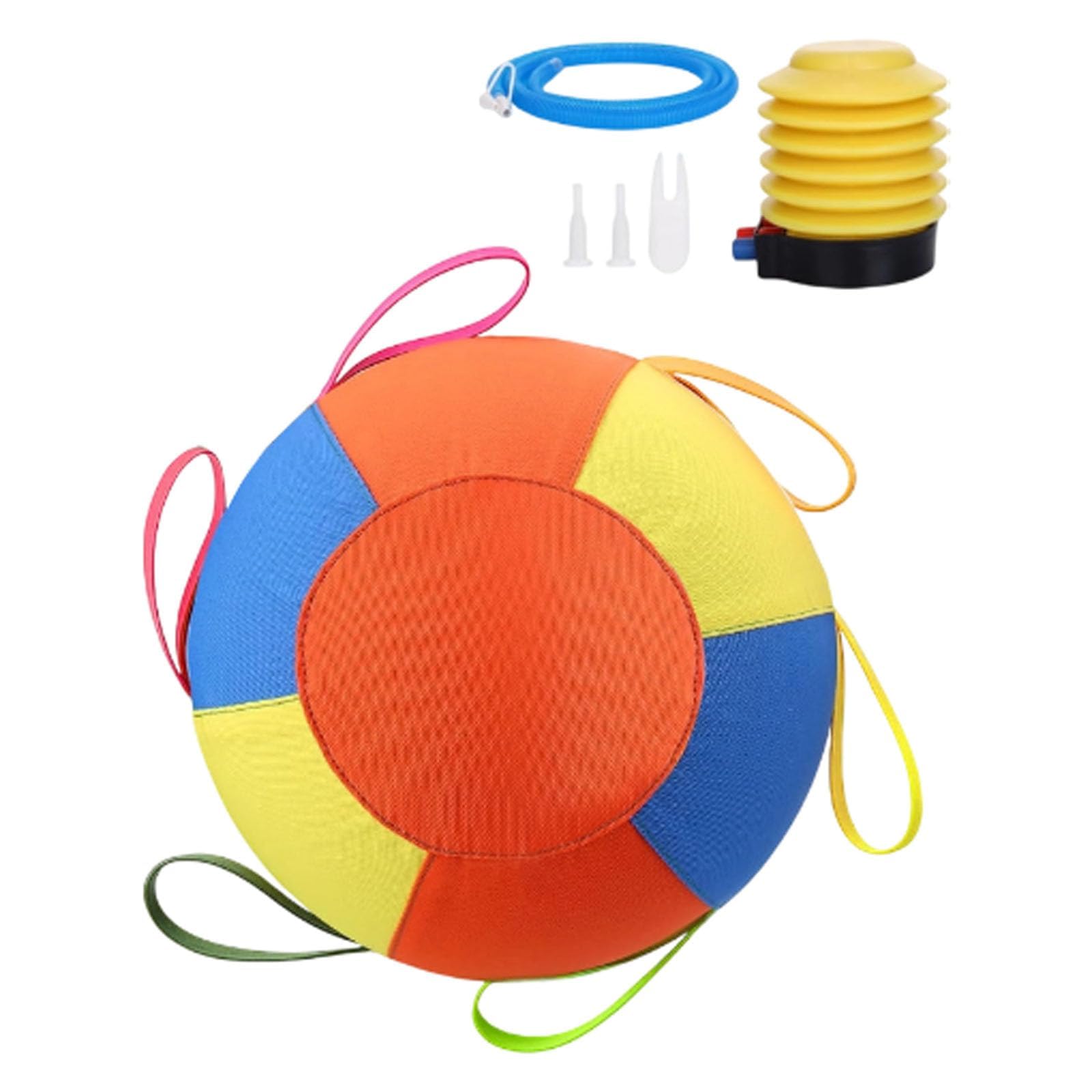 Pelota gigante calmante para perros, bola gigante de pastoreo para perros, bolas grandes inflables duraderas resistentes al desgarro con cubierta de mango y bomba para perros de juego y ejercicio (55